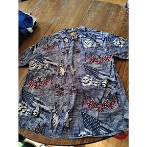 Large Clearwater Outfitters Short Sleeve Button Patriotic We the People Shirt